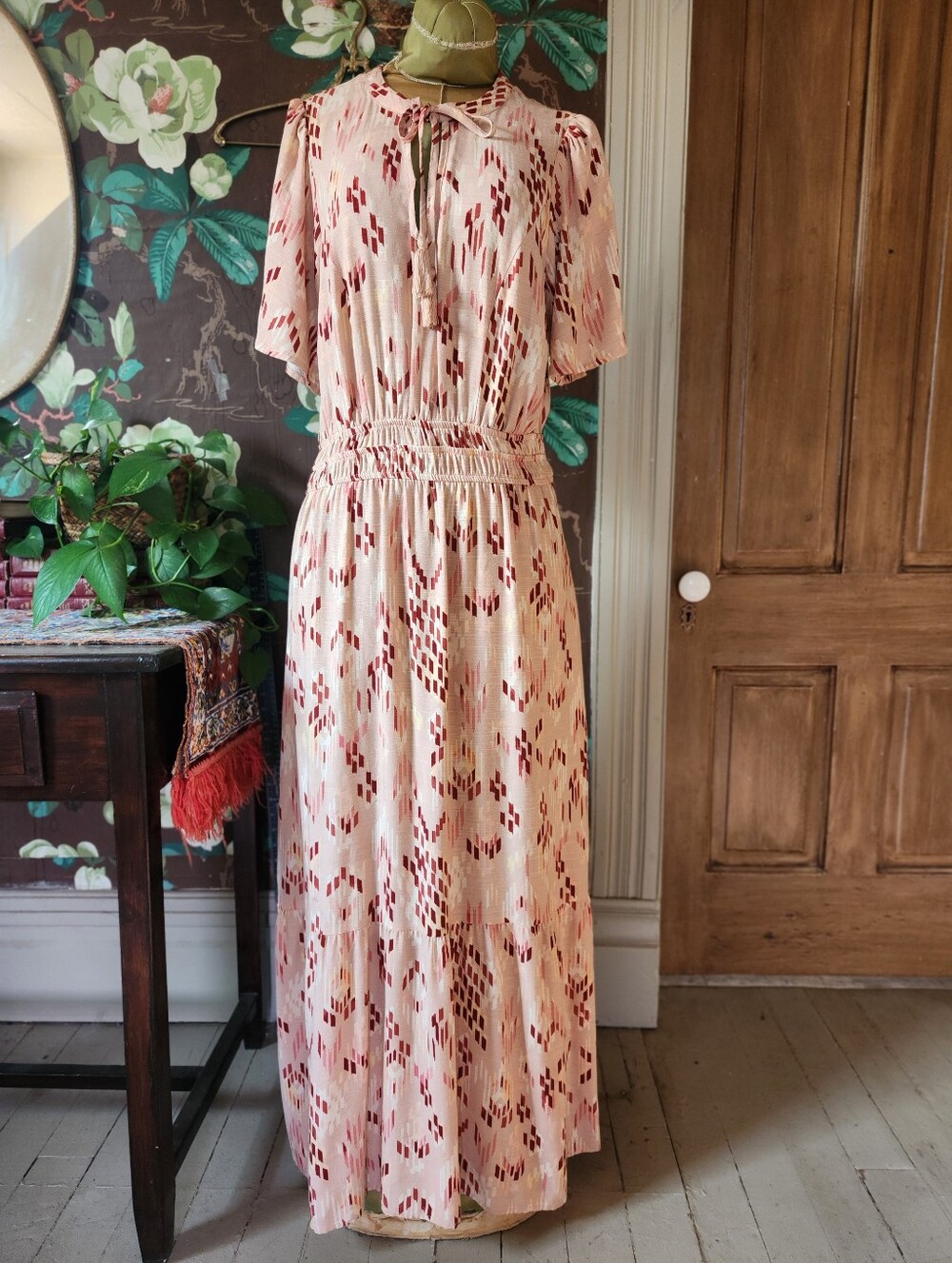Target Blush Pink Boho Maxi Dress | Flutter Sleeve | Pockets | Size L